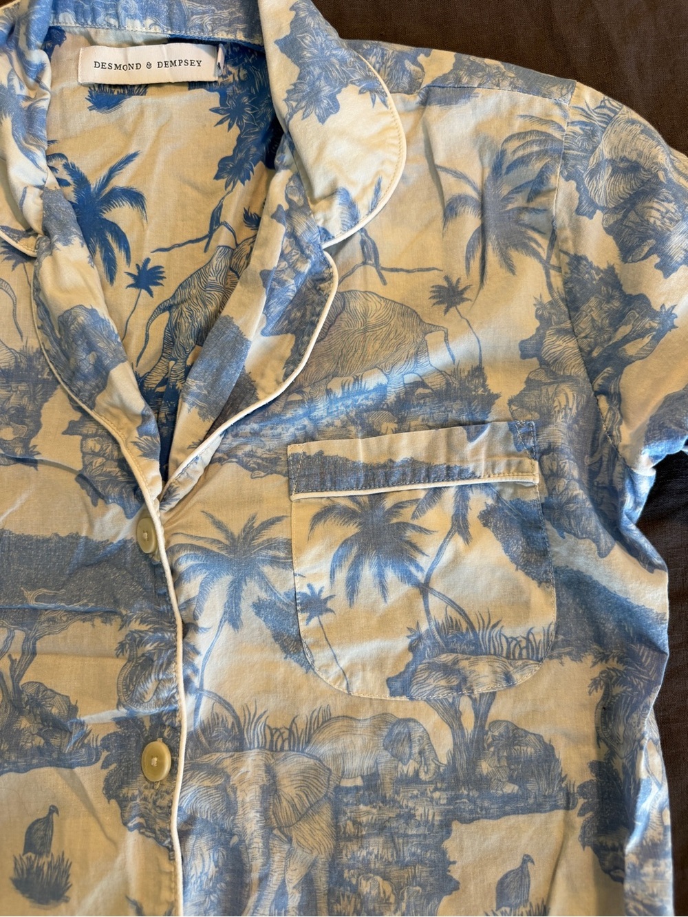 Desmond & Dempsey Loxodonta Blue Safari Short PJ Set - Picture 6 of 9